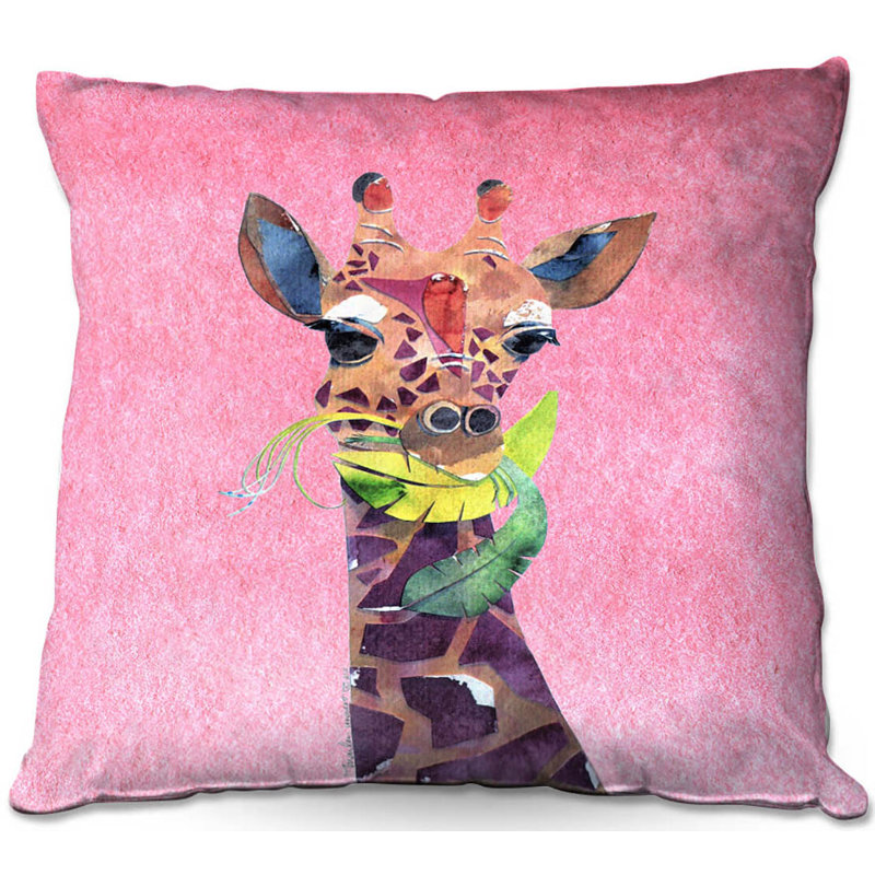  Coussin Couch Giraffe, 16 po x 1 po, Rose clair