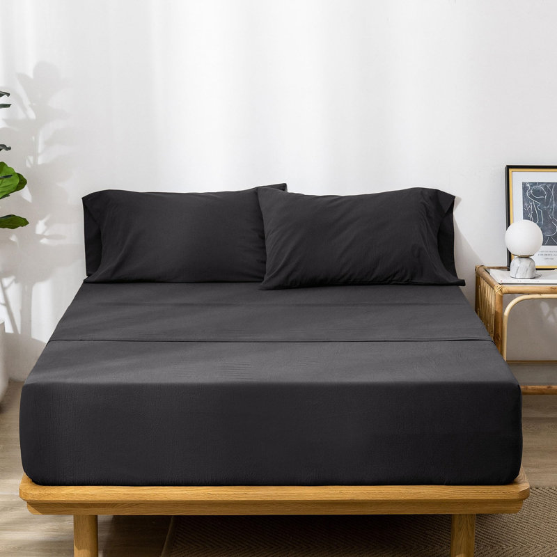 Bedding Sheet Set 100% Washed Cotton Linen Like Textured Breathable Durable Soft Comfy