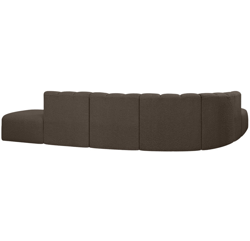 Hrefna Upholstered Curved Sectional with Ottoman Reversible, Brown Boucle Fabric