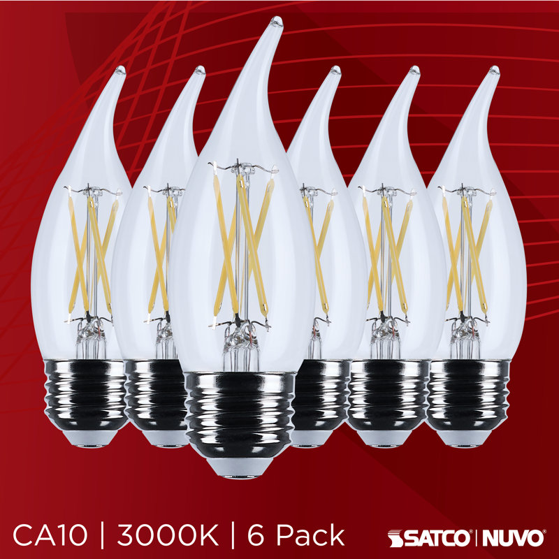 3 watts CA10 DEL à culot moyen transparent 3000K CCT 120 Volt, 500 lumens, 3000 Kelvins, 5,5 W