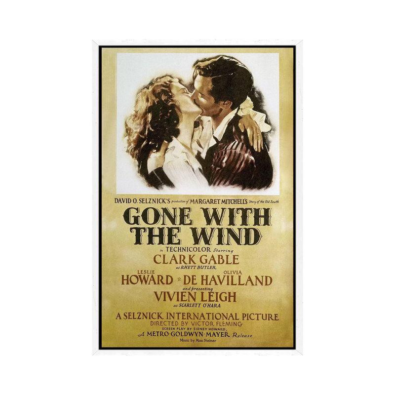 Gone With The Wind, 1939 - Print on Canvas, 101.6 cm H x 66.04 cm W, White Framed