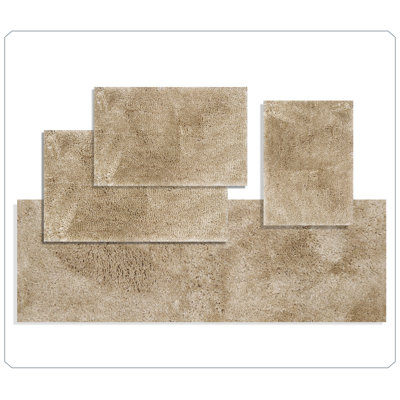 Luxury 4-Piece Microfiber Bath Rug Set, Non-Slip Rubber Backing, Ultra-Absorbent, Quick-Dry, Machine Washable Plush Bathroom Mats for Shower, Tub, Sink, and Vanity, Linen