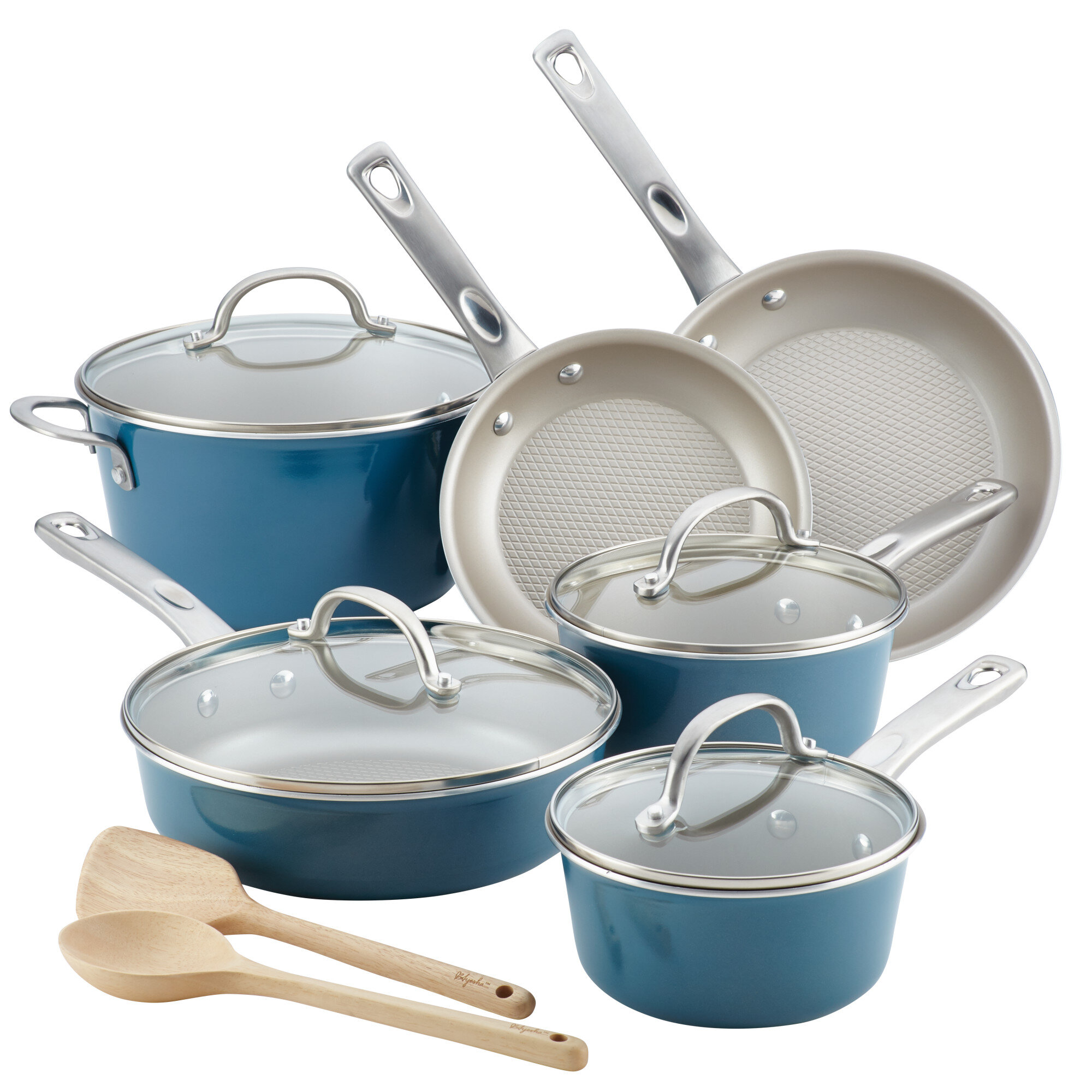 Ayesha Curry Home Collection Nonstick Cookware Pots and Pans Set, 9 Piece,  Tw