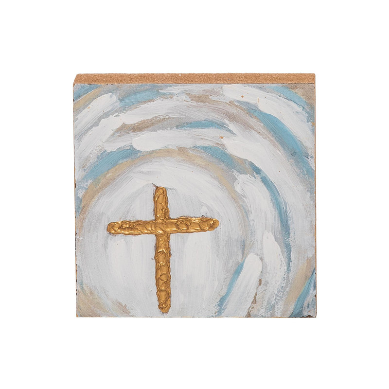  Bloc de bois avec croix peint à la main «He Is Home Decorations» Pâques