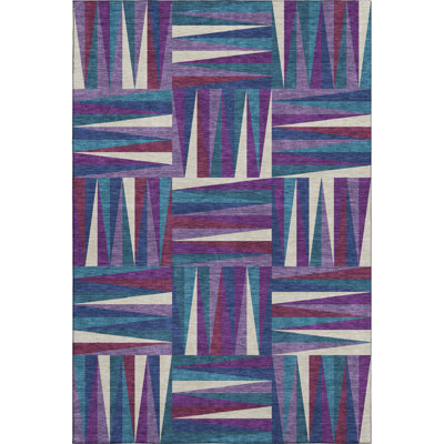 Premium Machine Washable Collett AMF1012 Squares Rug