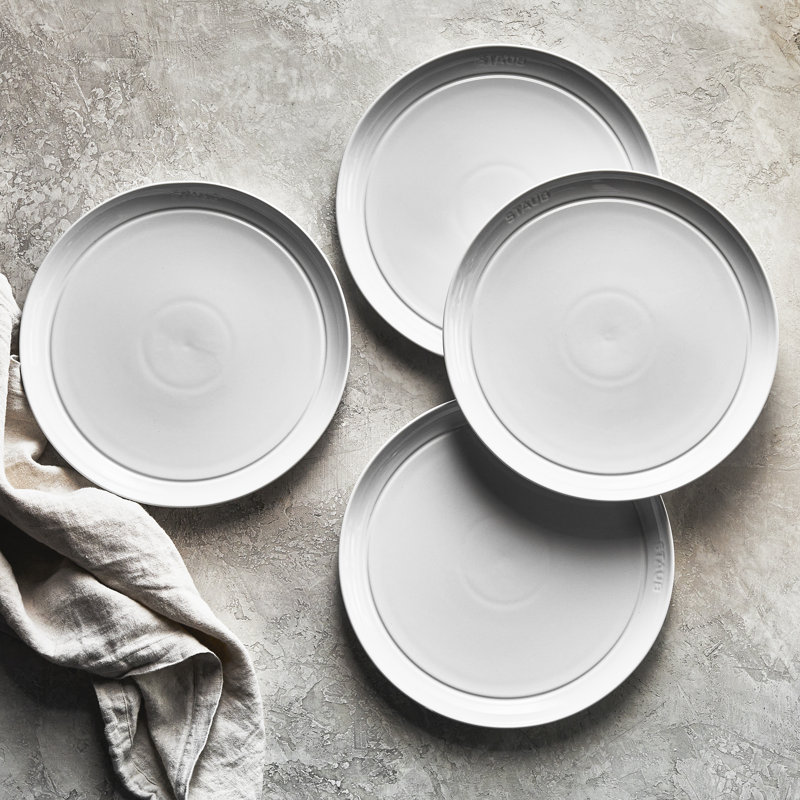 Dining Line Dinner Plate Set 4 Piece, White