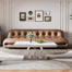 46.8" Rectangle Faux Marble Coffee Table With Stainless Steel Frame