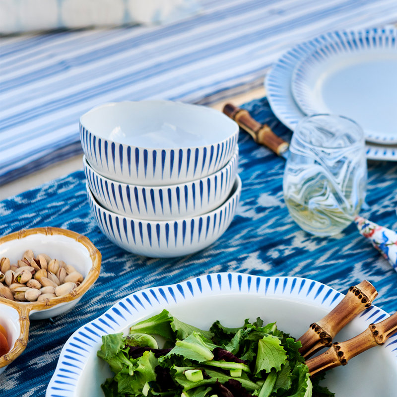 Sitio Stripe Cereal/Ice Cream Bowl, Delft Blue