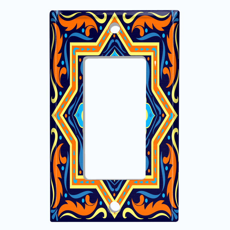 Plaque murale berçante Elegant Tile 1-Gang, Bleu / Orange