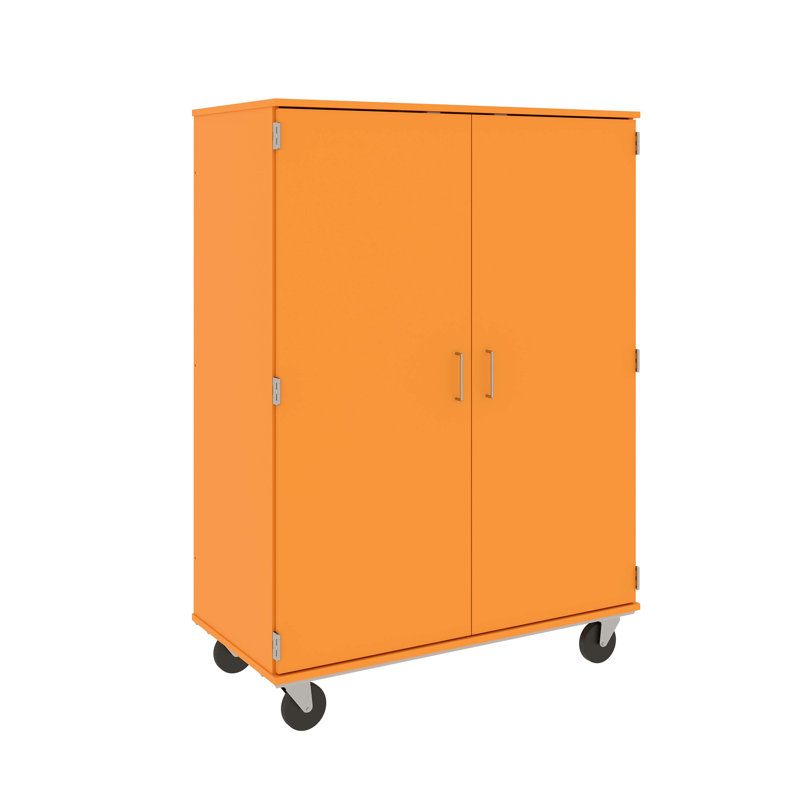 Armoire de salle de classe à 8 compartiments avec roulettes, Palmeraie orange