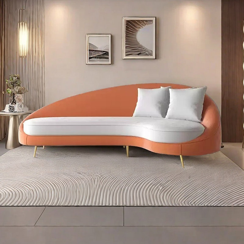 Canapé-lit Curved, Orange / gris clair, Orienté à droite