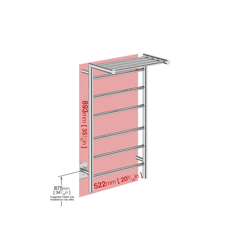 Edge Wall Mounted Towel Bar, Polished Stainless Steel