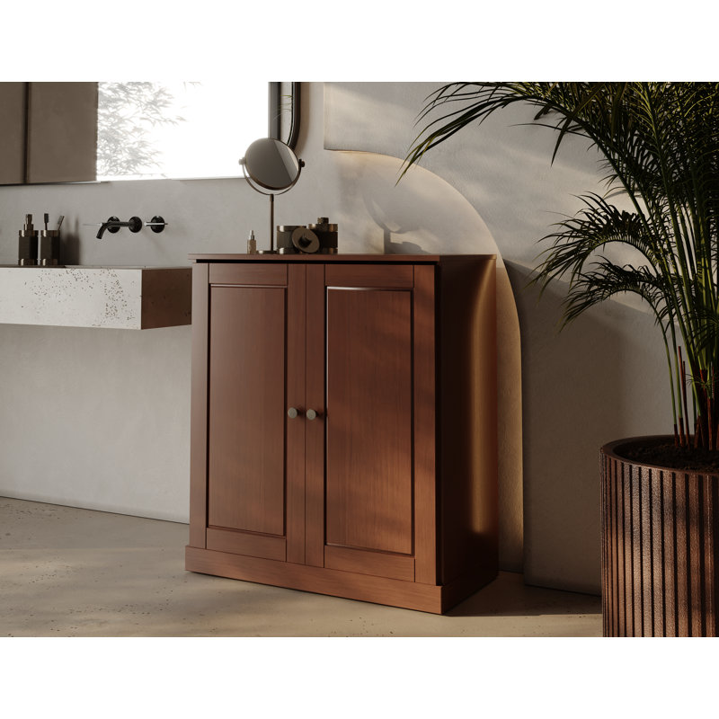 Armoire de salle de bain en bois massif l 32 po Melvous, Moka