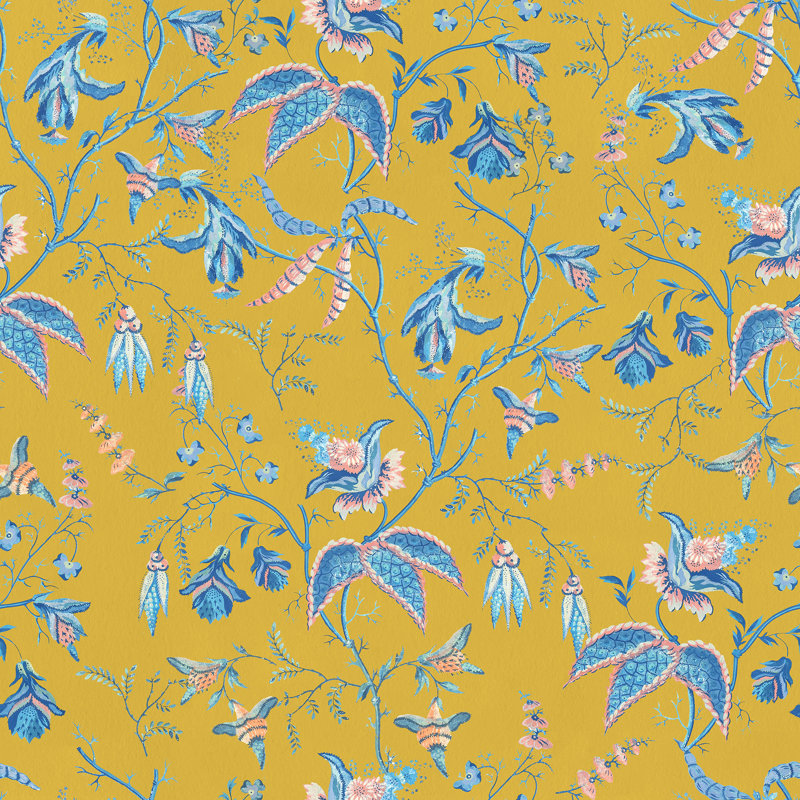 Yuki Osada Floral Wallpaper Double Roll, Blue/Gold