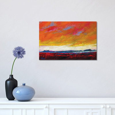Firey Sky Over New Mexico Desert by Patty Baker - Wrapped Canvas Painting
