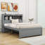 Lit plateforme double en bois avec tiroir gigogne simple et ports USB Leanni-536637326