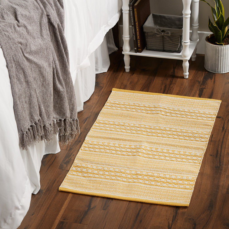 Tapis rayé en coton tissé à la main Cedartown