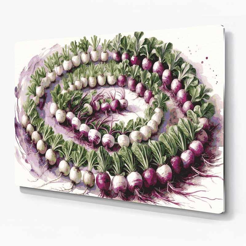Légumes, navets, art mural en métal beige, H 11 po x l 14 po