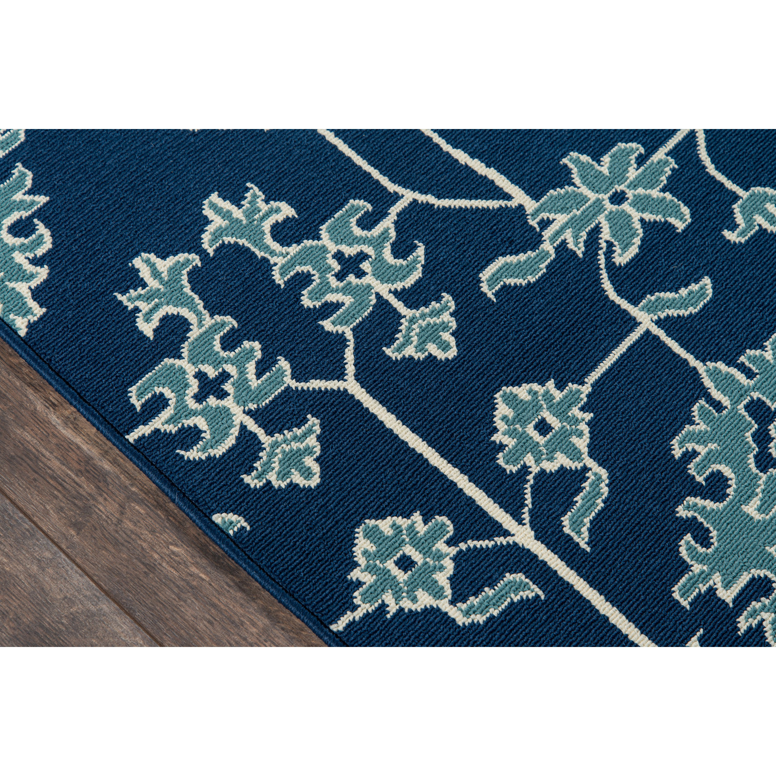 Adrienne Blue Floral Outdoor Rug, Rectangle 1'8" x 3'7"
