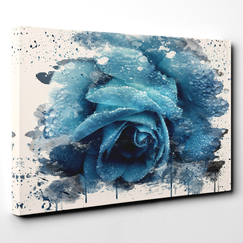 Flower Blue Rose (1) Painting on Canvas - Wrapped Canvas, 50cm H x 76cm W