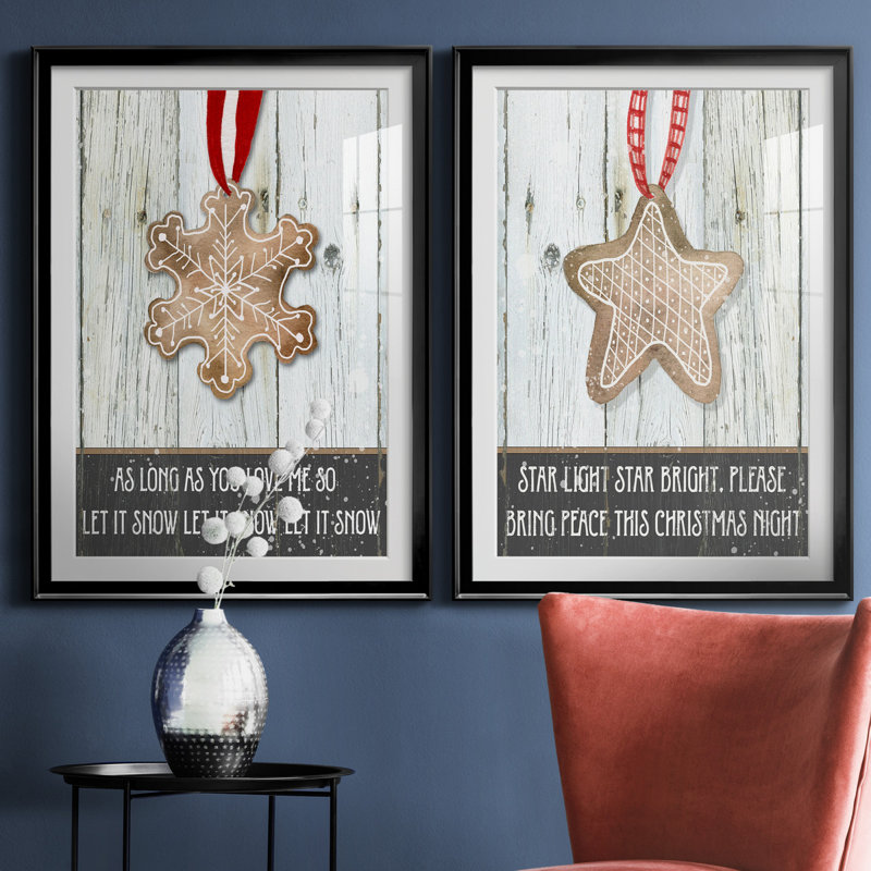 Gingerbread Snowflake - ensemble de 2 reproductions d'art, H 26,5 po x l 73 po x P 1,5 po, H 31,5 po x l 47 po x P 1,5 po