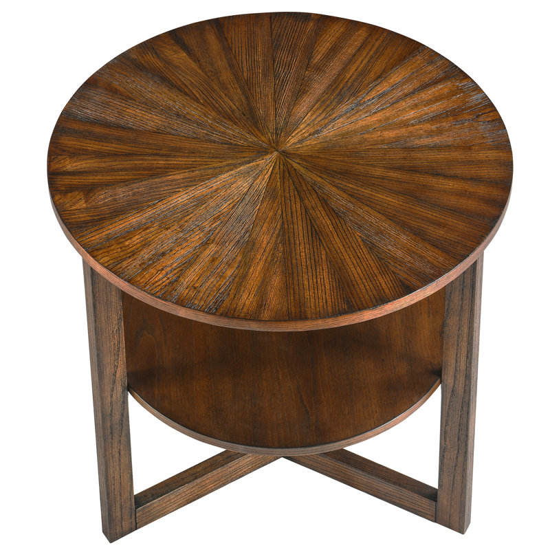 Table de bout à piédestal avec rangement Freyha, Brun, H 24 po x l 25,2 po x P 25,2 po