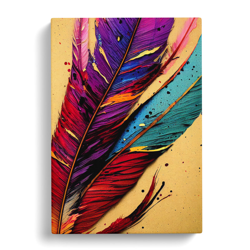 Feathers Painted No.2 - Wrapped Canvas, 50cm H x 35cm W