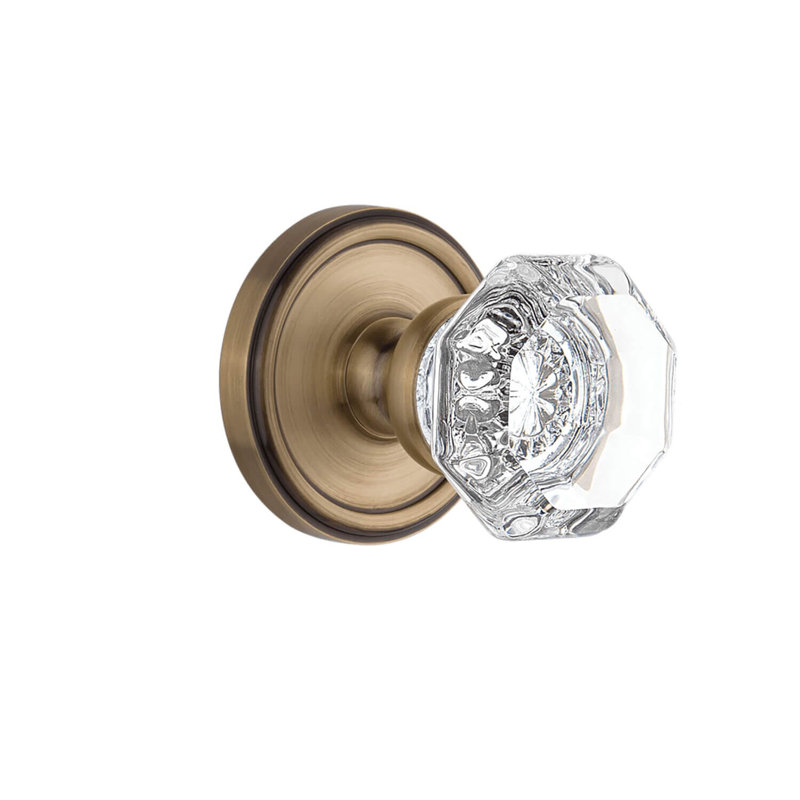 Poignée de porte Chambord avec rosette Georgetown, 2 3/4", Laiton rétro, Intimité (lit et salle de bain)