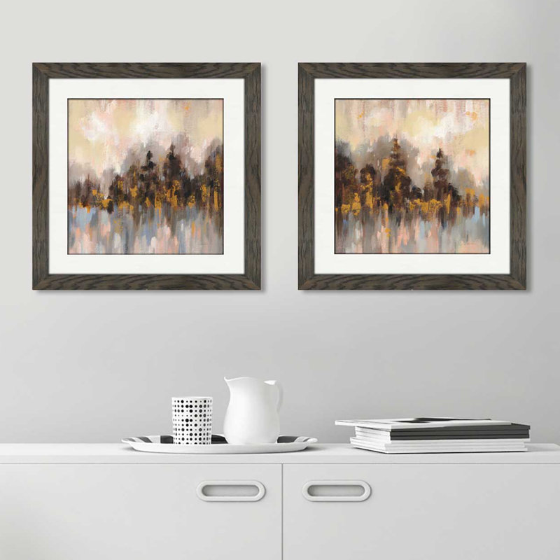 « blushing forest i », ensemble de 2 reproductions de peintures à l’acrylique encadrées, H 16,5 po x l 33 po x P 1 po