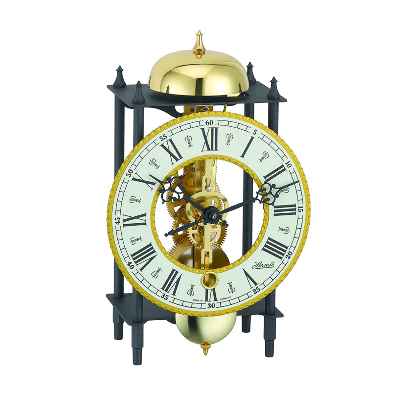 Traditional Analogue Mechanical Tabletop Clock, Schwarz/Gold