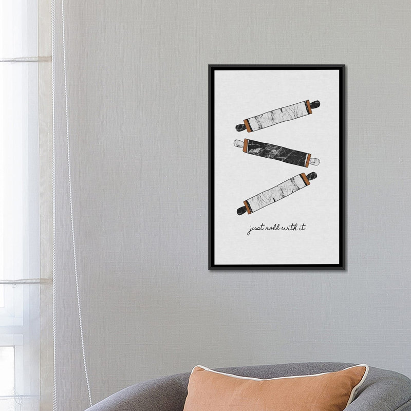 «Just Roll with it», impression sur toile, H 26 po x l 18 po x P 1,5 po, Toile avec cadre noir, Pas de tapis