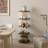 Venelope Bookcase, Bookshelf, 4 Tier Display Cabinet, Display Shelf with Wheels