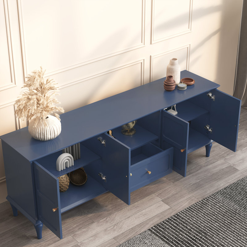 Meuble télé pour téléviseur de 75 po ou moins Ermelindo, Bleu