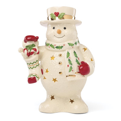 Lenox Happy Holly Days Snowman & Stocking Light-Up Figurine