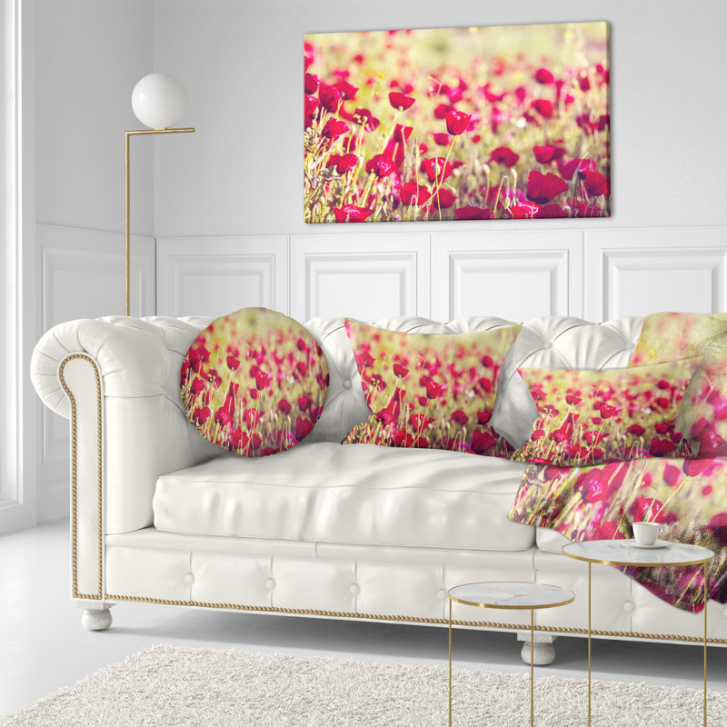 Fantastic View of Wild Poppy Flowers - Coussin décoratif à imprimé floral