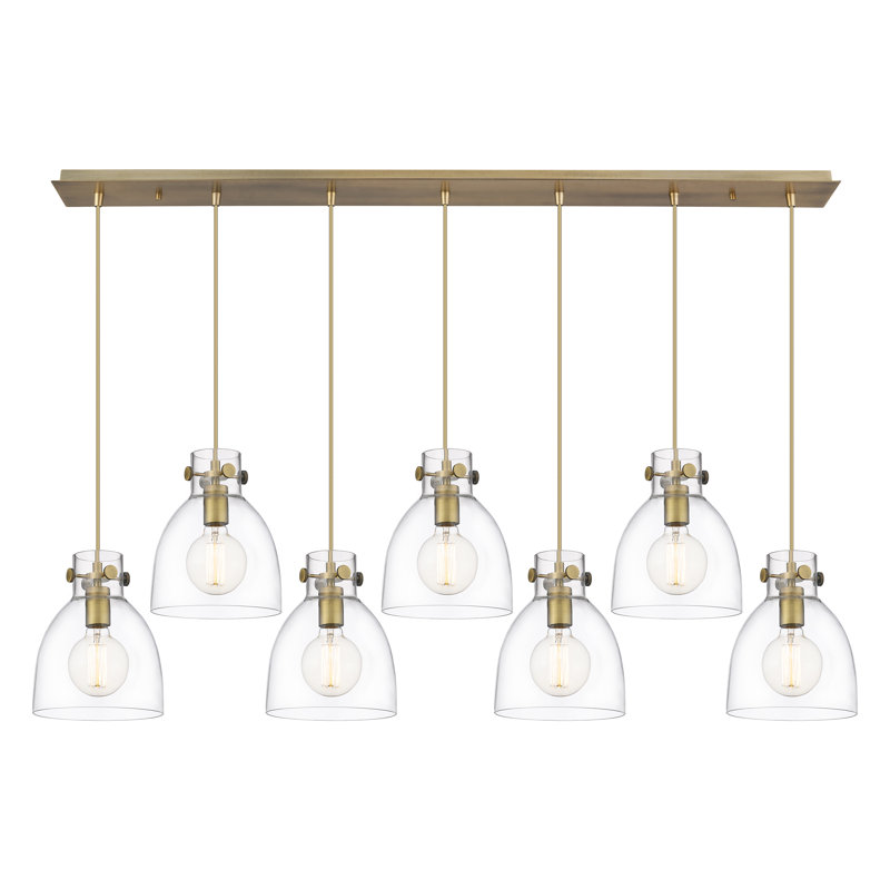 Amrith 7 - Light Bell Pendant, Brushed Brass, Clear