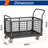 Platform Truck Cart With Cage, 5 In 1 Heavy Duty Platform Cart With Cage 2200 Lbs Capacity Foldable Push Cart.-245402331