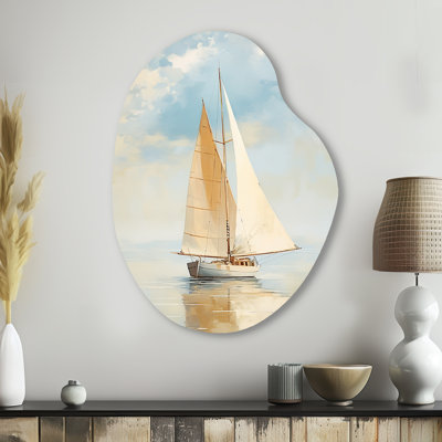 Alrita - Boat Sailing Pear Shape Assymterical Metal Wall Art