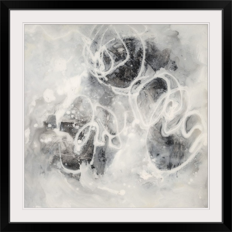 « v » joshua schicker,, reproduction d’art Achromic Whispers, H 35 po x l 35 po x P 1,5 po, Toile