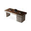 Bureau 6 tiroirs brun noisette + gris massif + bois manufacturé-1417030419