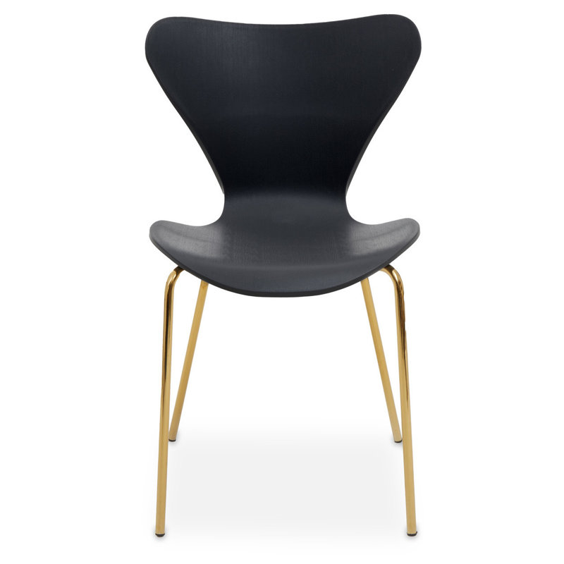 Sergey 49cm H Wing Back Stacking Side Chair, Black