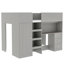 Lit mezzanine double en gris avec garde-robe intégrée, bureau et rangement - Bureau pratique en bois, tablettes et tiroirs