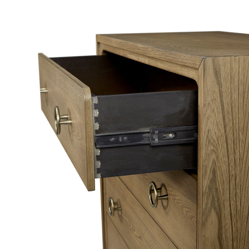 Commode 5 tiroirs au fini latté (Commode)