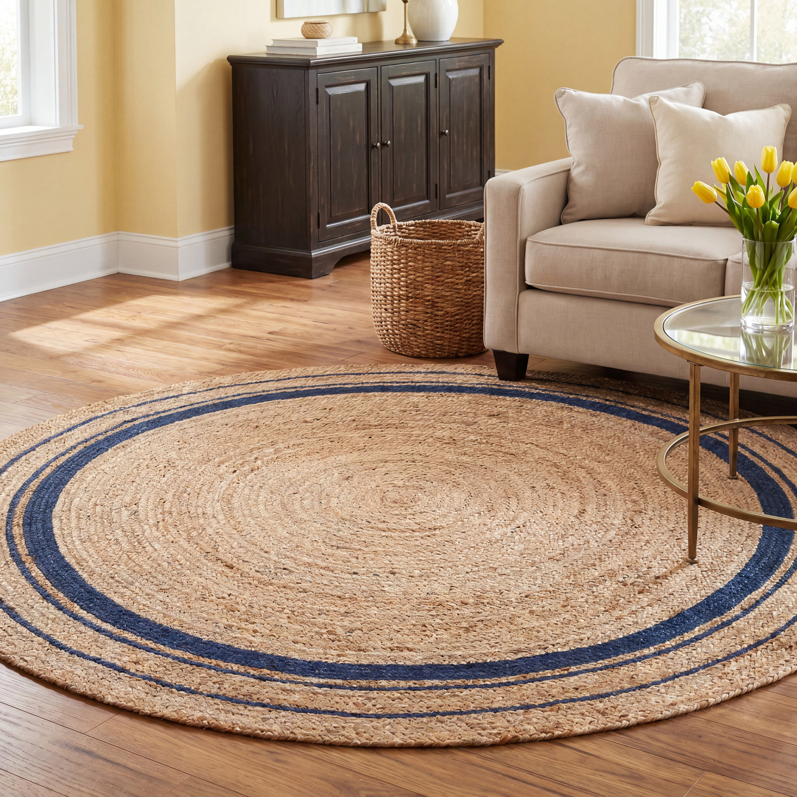 Hand-Braided Jute Rug, Round 8'