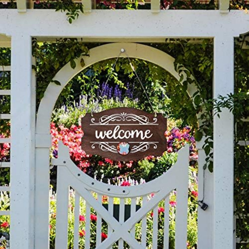 Panneau de bienvenue pour porte d'entrée décor d'automne en bois rustique Welcome Notation