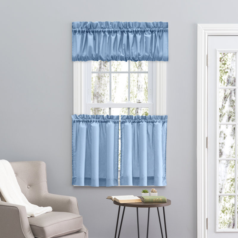Ellis Tailored Cafe Curtain, Slate, 56" W x 24" L