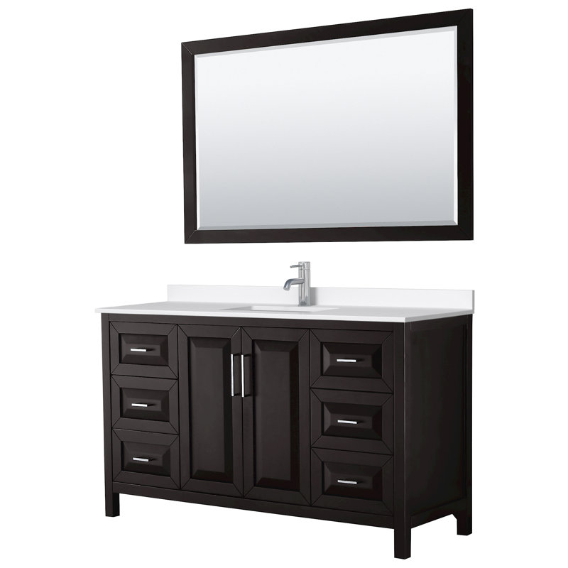 Daria 60 in. with Mirror Vanity, Giotto Quartz, Brown, Polished Chrome