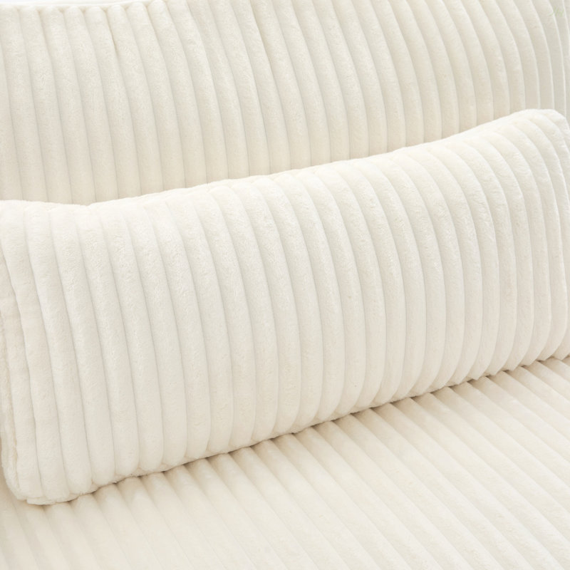 Canapé moderne avec causeuse 80,3 po et quatre coussins pour le salon, Blanc, Noyer