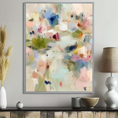 Abstract Minimalism In Pink And Green Tones - Minimalism Wall Art, Green Minimalist Canvas Print