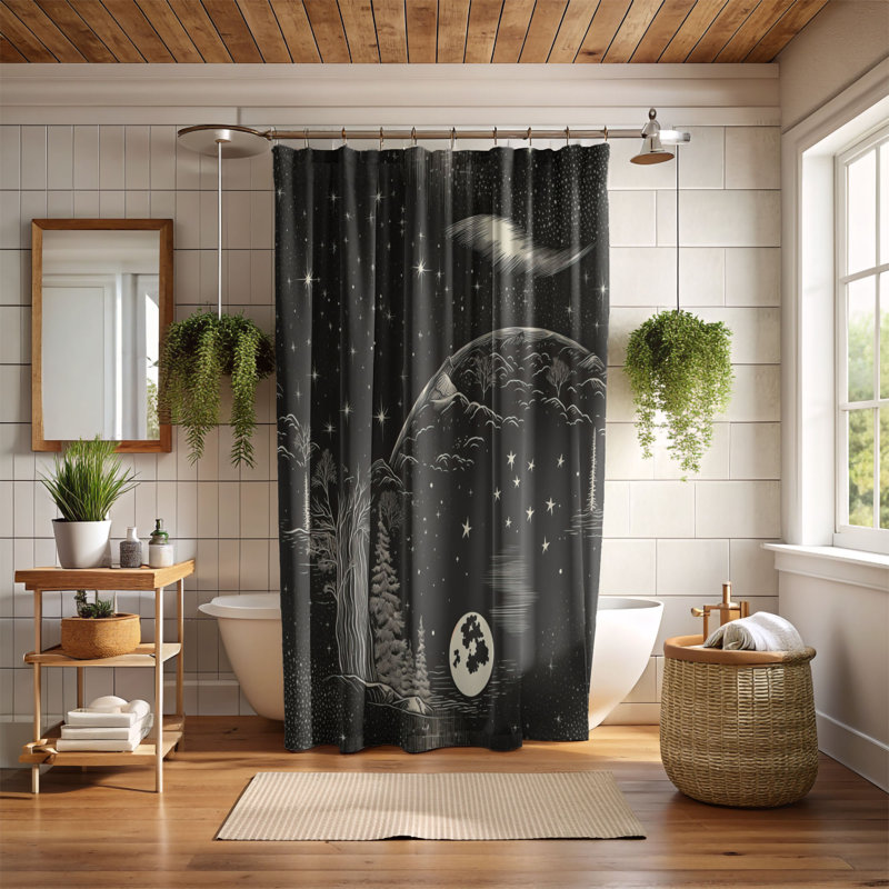 Brynsley Abstract Shower Curtain, 74"H x 71"W